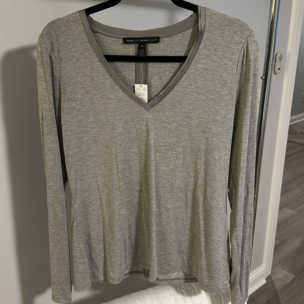 White House Black Market Grey Long Sleeve Shirt
